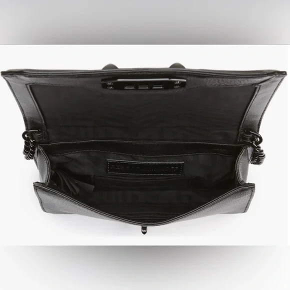 REBECCA MINKOFF Small Love Crossbody Chevron Quilted Leather Crossbody (Black) - Picture 10 of 13